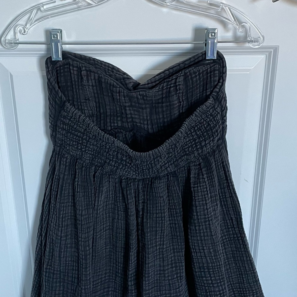Anthropologie Black Waffle Knit Linen Beach Strapless Harem Jumpsuit - 35353 - Picture 9 of 16